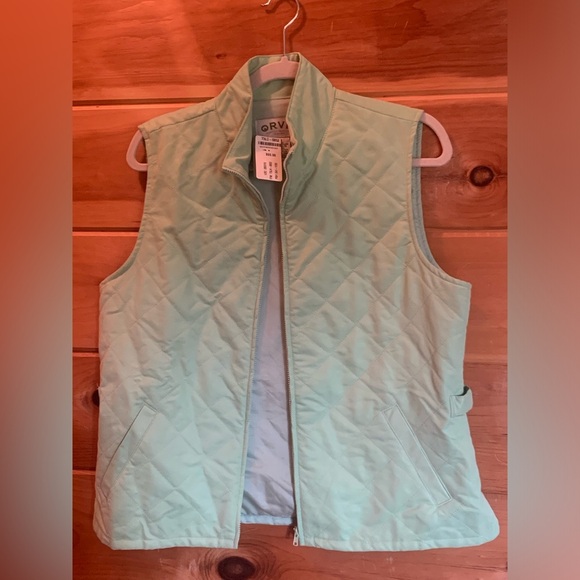 Orvis Womens M Waffle Knit Vest Full Zip Quilted Mint Lime Green Camp Sz M - Picture 8 of 16
